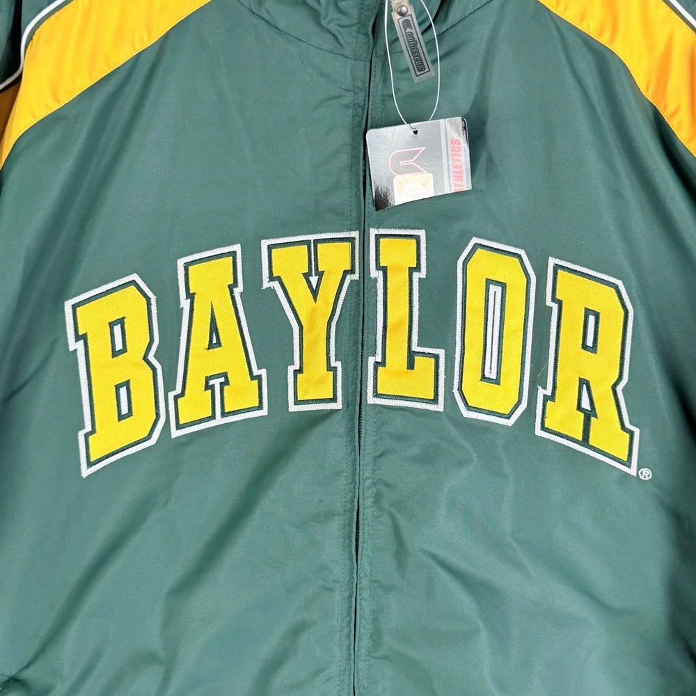 Colosseum Baylor Bears Full Zip Jacket Mens Large Green Gold Embroidered NWT
